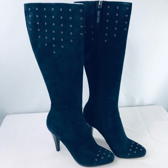 navy suede tall boots